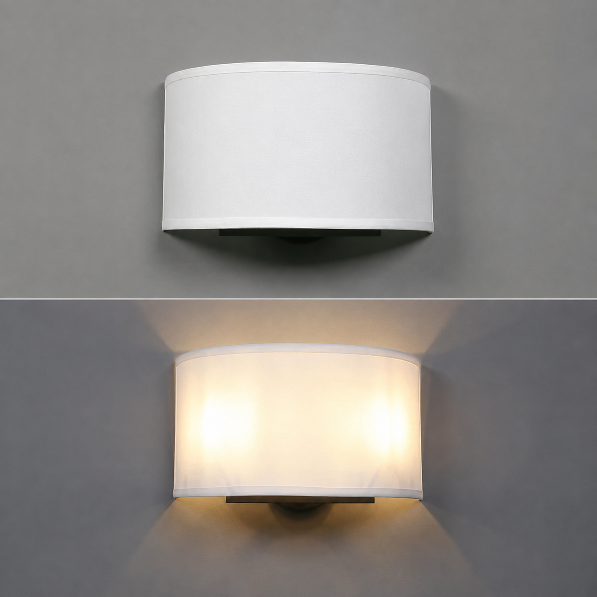 Wall Sconce, 13-Inch Brass White Fabric