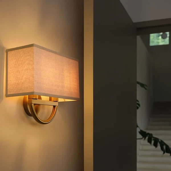 Wall Sconce, 14-Inch Antique Brass Linen