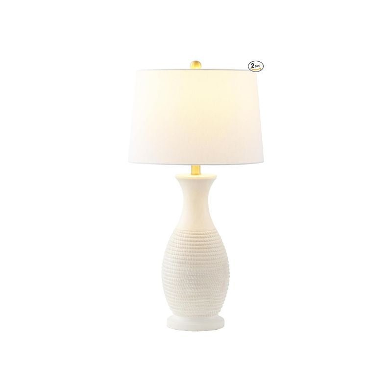 30-Inch Bone Resin Table Lamp, Set of 2