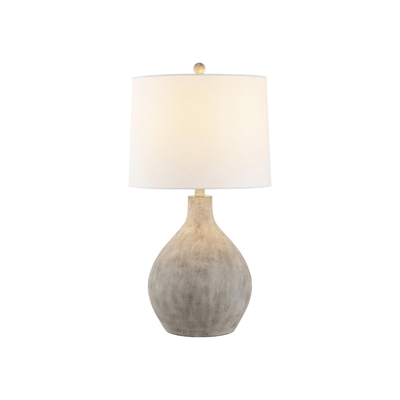 Table Lamp, 26.25-Inch Grey Resin with White Cotton Shade
