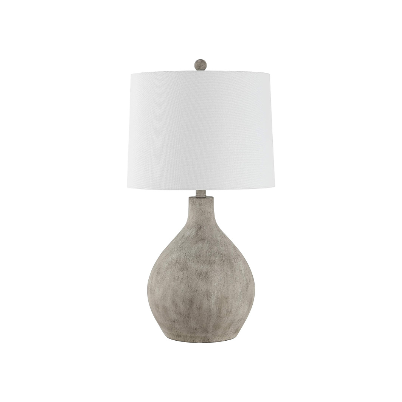 Table Lamp, 26.25-Inch Grey Resin with White Cotton Shade