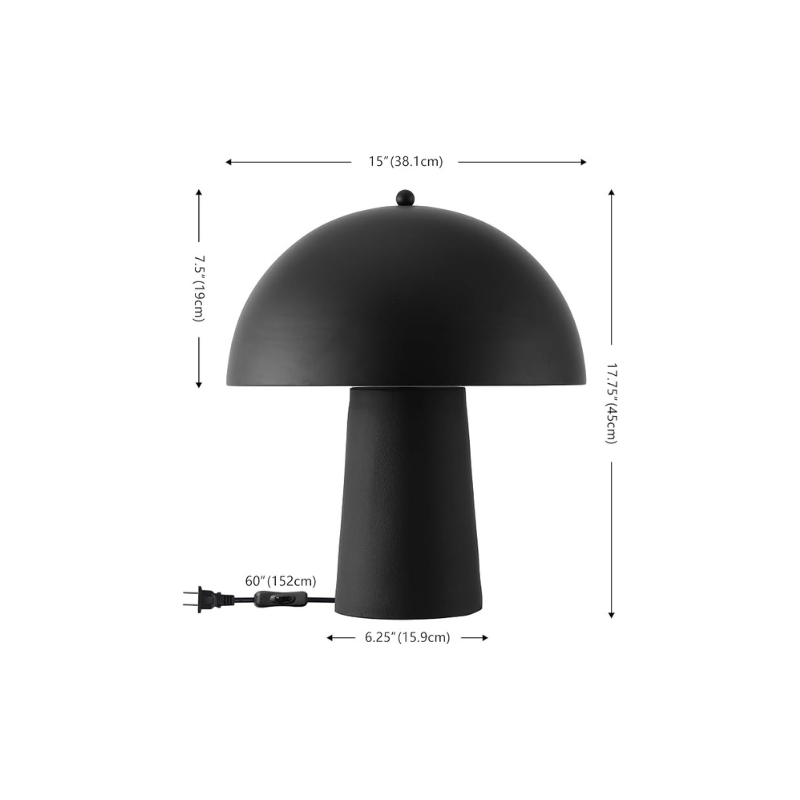 Table Lamp, 18-Inch Black Mushroom Resin, Set of 2