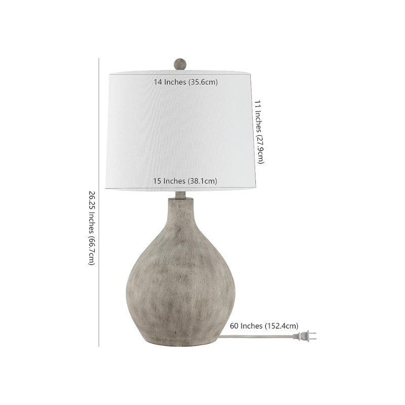 Table Lamp, 26.25-Inch Grey Resin with White Cotton Shade