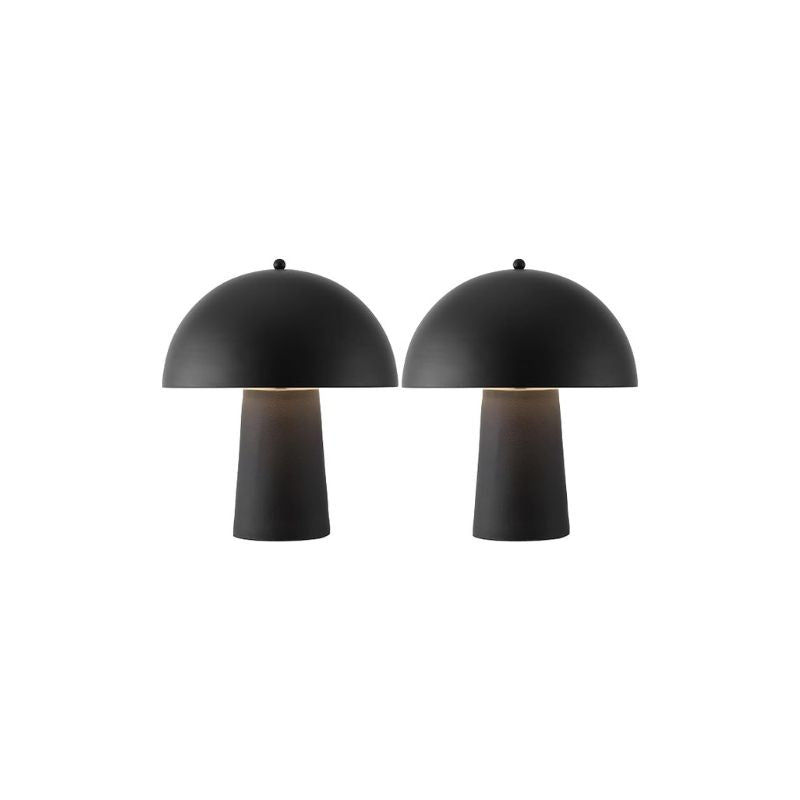 Table Lamp, 18-Inch Black Mushroom Resin, Set of 2