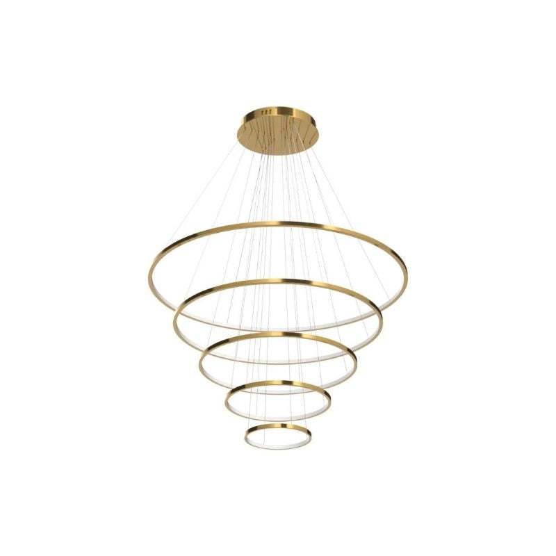 39.3-Inch Modern 5-Ring Gold LED Dimmable Chandelier