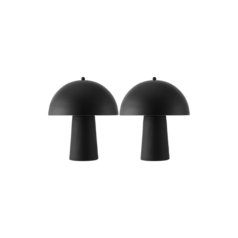 Table Lamp, 18-Inch Black Mushroom Resin, Set of 2