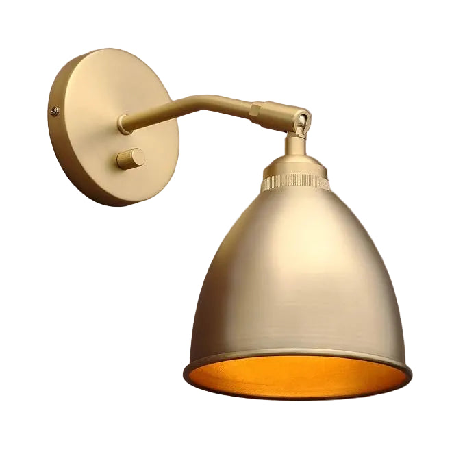 6-Inch Gold Brass Metal Oval Wall Sconce with Built-in Switch