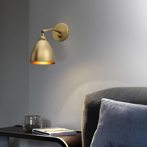 6-Inch Gold Brass Metal Oval Wall Sconce with Built-in Switch