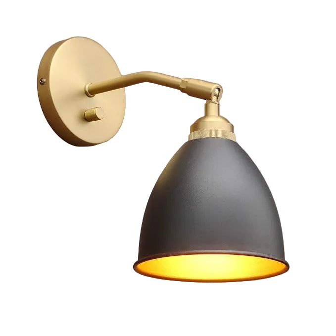 8 Inch Oval Metal Wall Sconce, Antique Brass & Black
