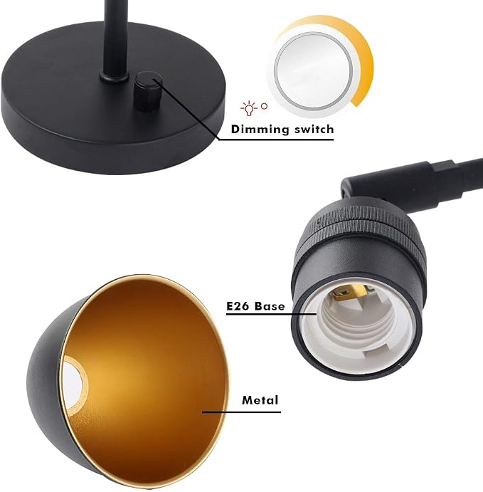 7-Inch Black Metal Oval Wall Sconce with Built-in Switch