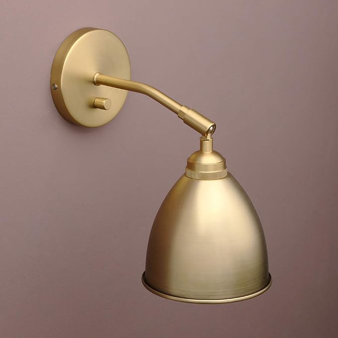 6-Inch Gold Brass Metal Oval Wall Sconce with Built-in Switch