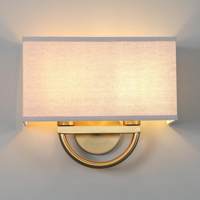 Wall Sconce, 14-Inch Antique Brass Linen