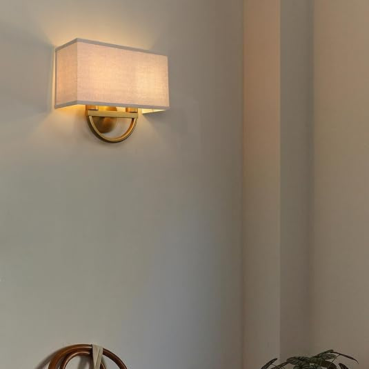 Wall Sconce, 14-Inch Antique Brass Linen
