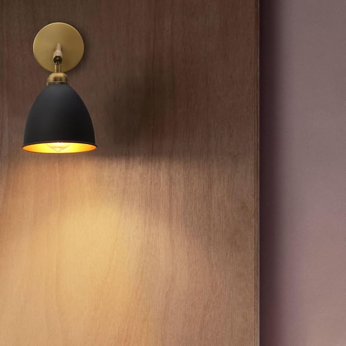 8 Inch Oval Metal Wall Sconce, Antique Brass & Black