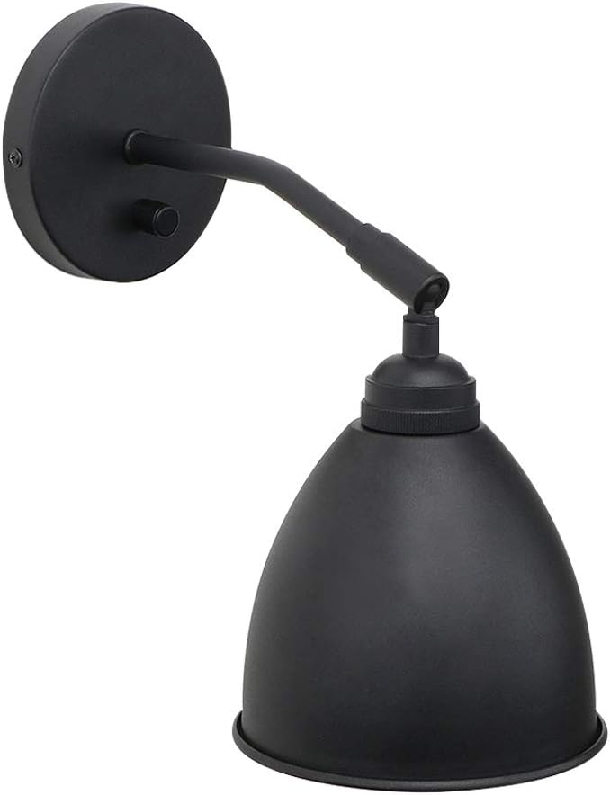 7-Inch Black Metal Oval Wall Sconce with Built-in Switch
