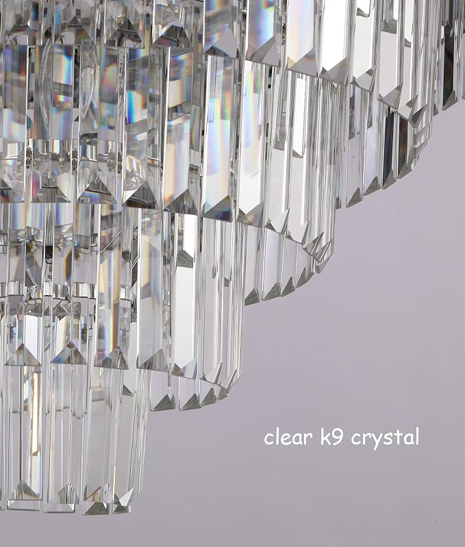 Crystal Chandelier, 27.5-Inch Modern 5-Tier Chrome