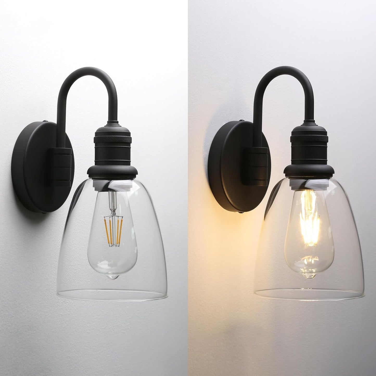Wall Sconce, 14-Inch Black Glass Shade