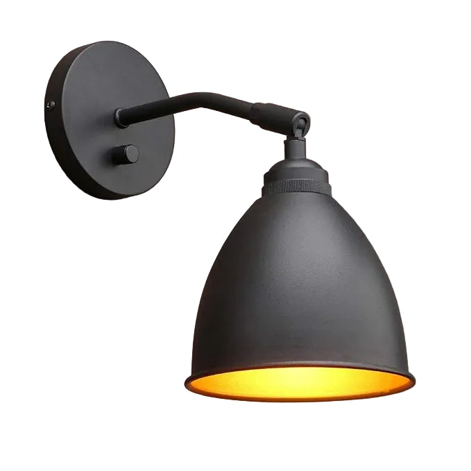 7-Inch Black Metal Oval Wall Sconce with Built-in Switch